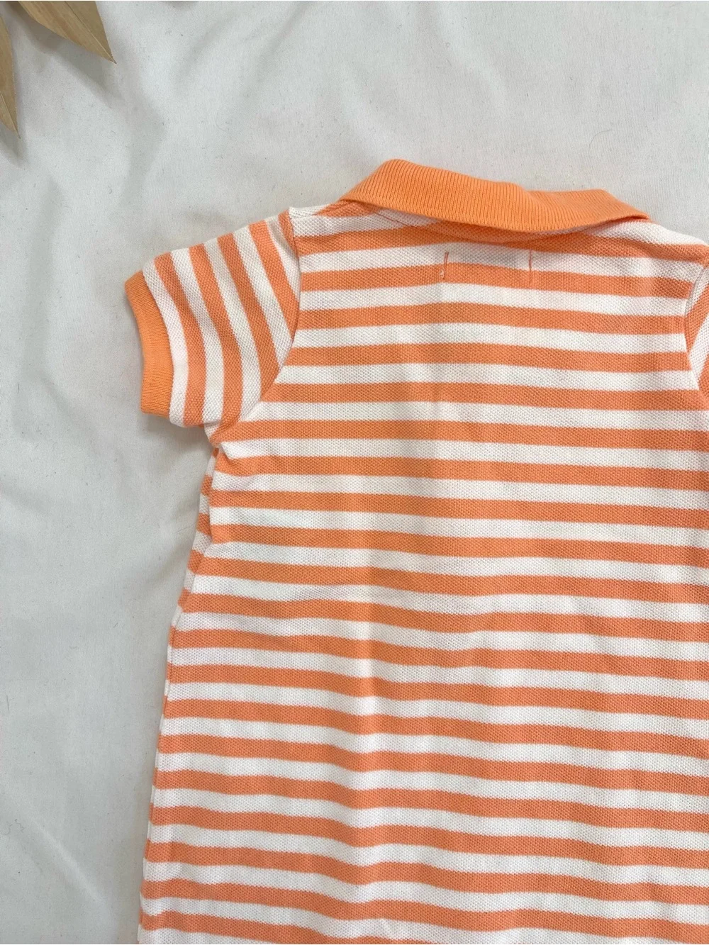 Ralph Lauren Orange White Striped Cotton Polo Short Sleeve Button Up Onesie 9M
